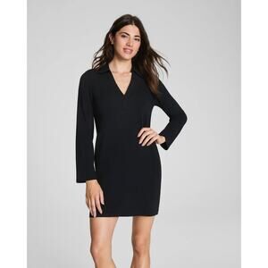 Spanx Sleek Jersey Shirt Dress, Long Sleeve, 4 Way Stretch, Black, New, Sz 2X